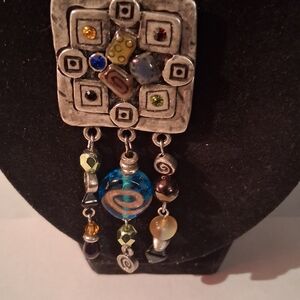 Chico's Multicolor Boho Pendant Necklace with Blue Glass Accent